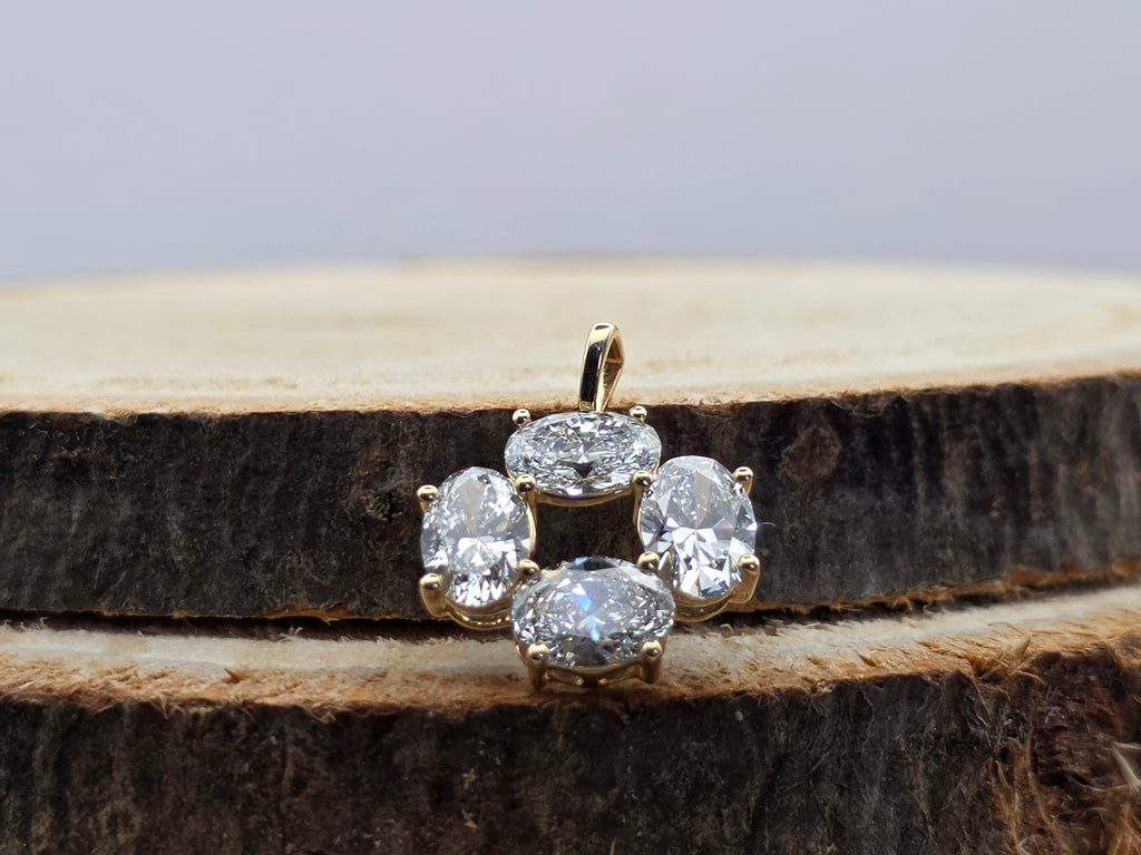 Hanger 14 karaat geel goud - 2.38ct Diamanten (4 diamanten, labgrown)