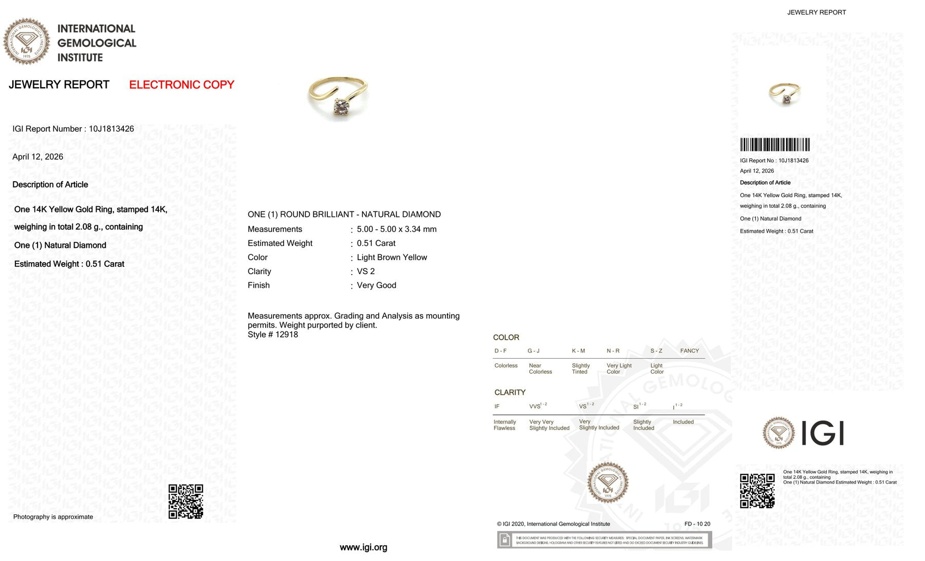 Ring 14 Karaat  geel goud voorzien van  0.51ct tw. natuurlijke diamant.